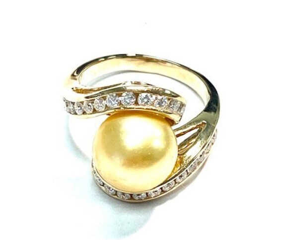 NaHoku  Golden South Seas Pearl & Diamond Ring 14… - image 4