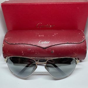 Vintage Cartier Santos-Dumont Aviator Sunglasses – Brushed Silver Tone, Made in France