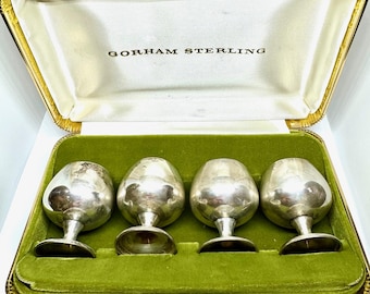Vintage Gorham Set of 4 Cordial Shots Goblets Cups Sterling Silver HM 955