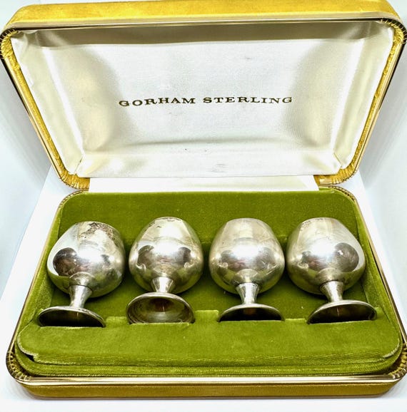 Vintage Gorham Set of 4 Cordial Shots Goblets Cups Sterling Silver