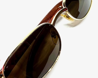 Vintage Cartier Giverny Gold & Wood Sunglasses – Classic Luxury Eyewear
