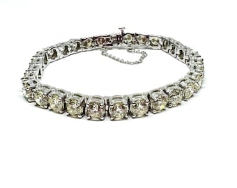 Elegant 15 Carat Natural Diamond Tennis Bracelet in 14K White Gold