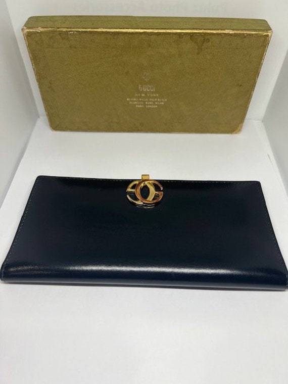 1980s Gucci Black Monogram Leather  GG Logo Wallet