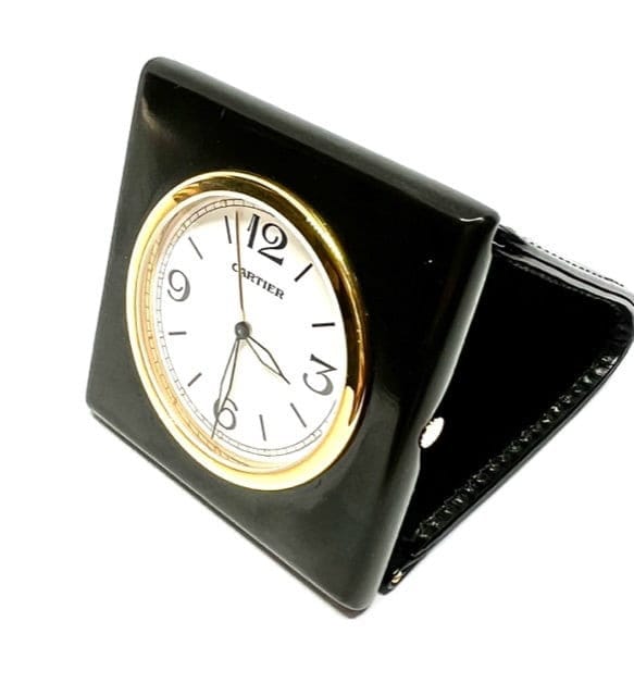 Vintage Cartier 18K Gold-plated & Leather Travel Clock – Model