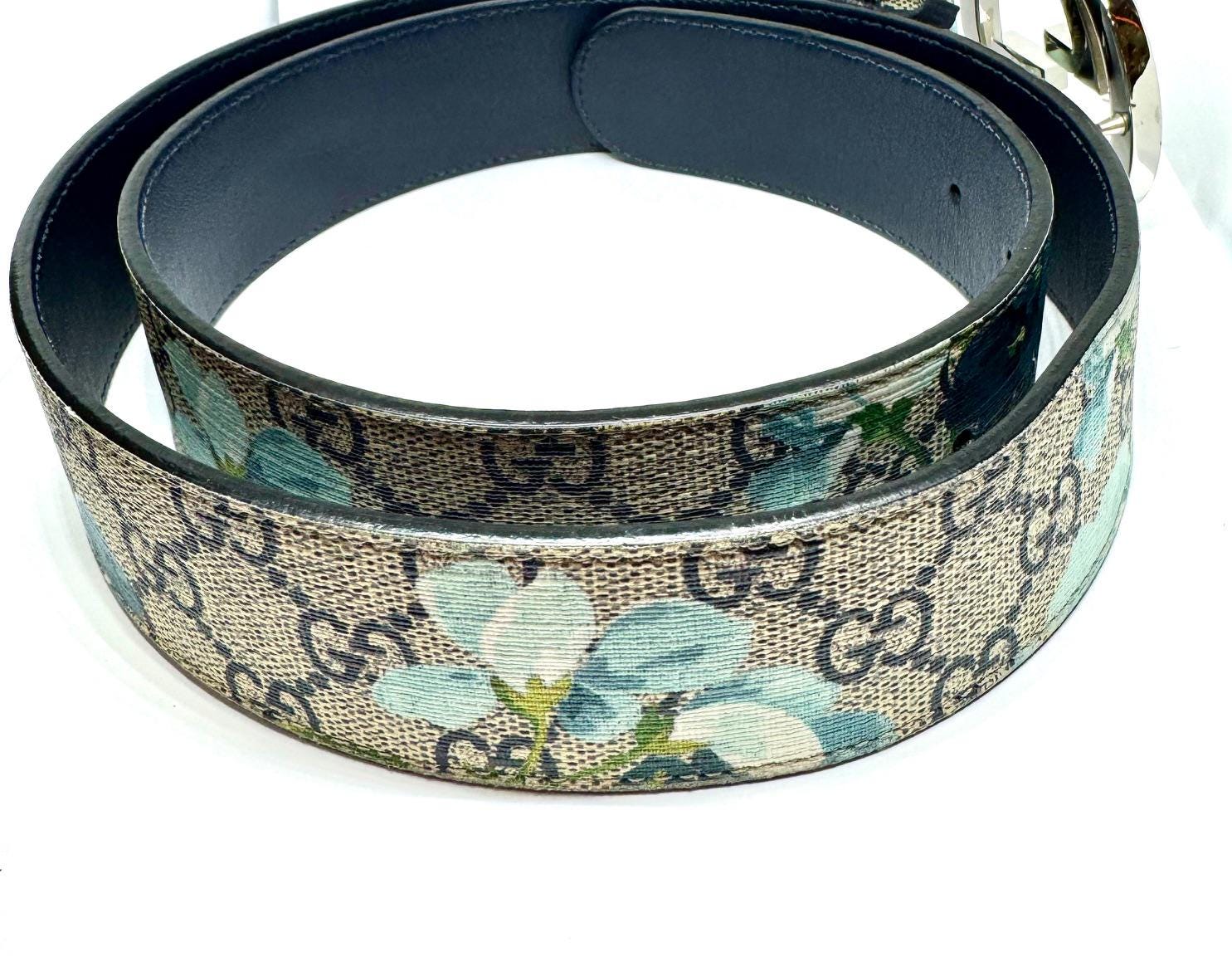 Gucci GG Blooms Print Leather Belt - Etsy