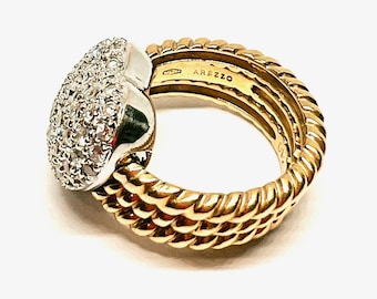 18K Gold Diamond Arezzo Heart Ring  G-H VS Diamonds, Rotating Heart Design