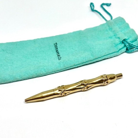 Vintage Tiffany & Co. 14K Yellow Gold Bamboo Pen With Pouch - Etsy