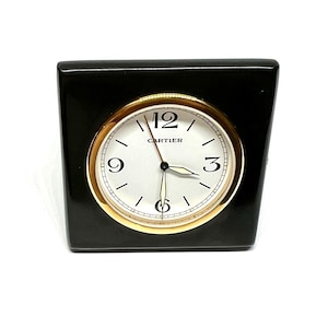 Vintage Cartier 18K Gold-Plated & Leather Travel Clock – Model 0251