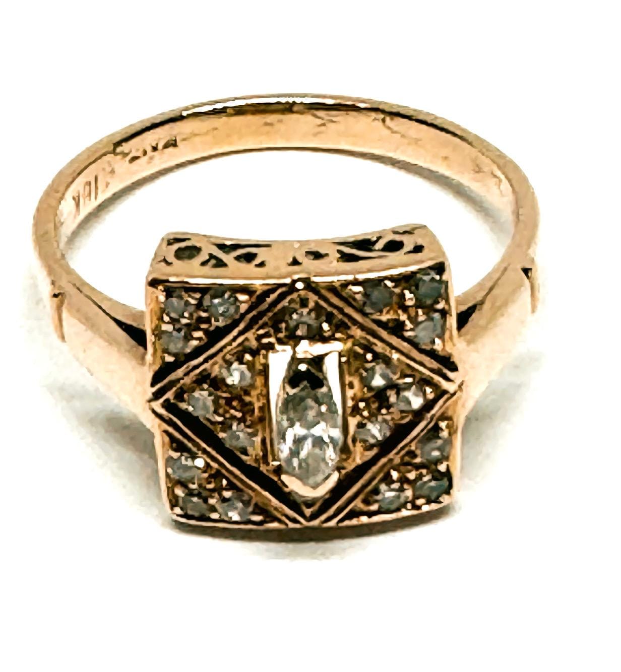 Vintage 18K Yellow Gold Diamond Ring – Size 5.5