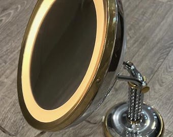 Vintage Brass Silver Vanity Mirror | Lighted Magnifying Makeup Mirror