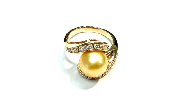 NaHoku  Golden South Seas Pearl & Diamond Ring 14… - image 1