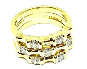 Vintage Jose Hess Designer Ring – 18K Yellow Gold with Diamonds – Size 6.5