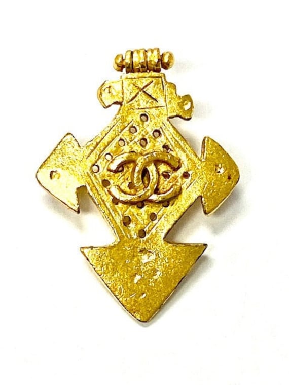 Chanel Gold Cc Cross Brooch Charm