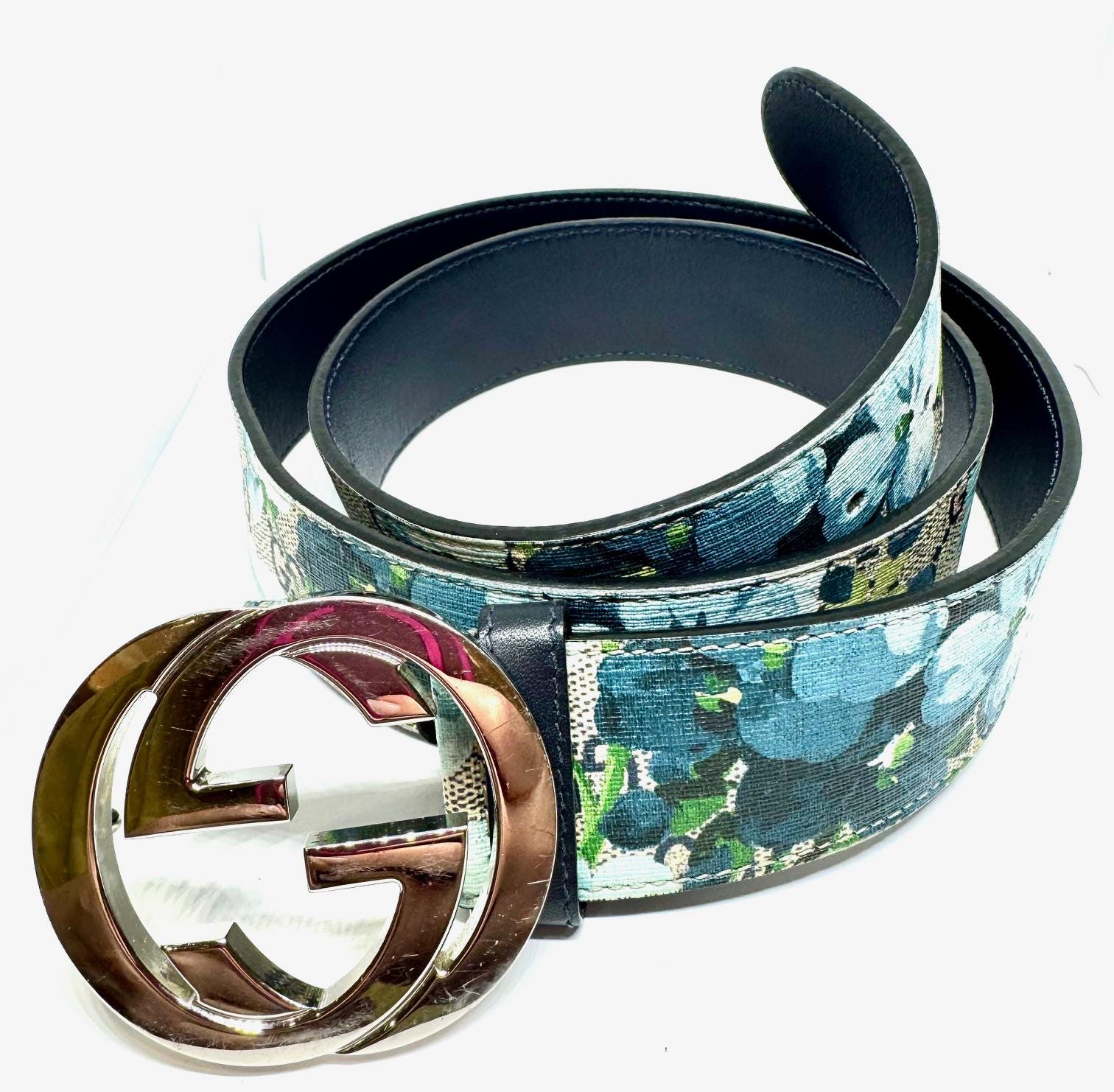 Gucci GG Blooms Print Leather Belt - Etsy