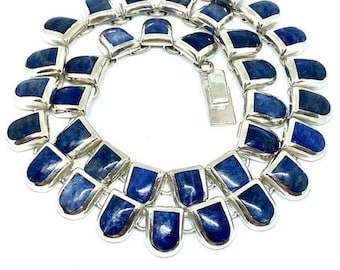 Lapis Lazuli & Sterling Silver Inlay Statement Necklace