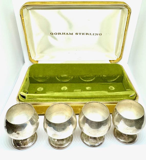 Vintage Gorham Set of 4 Cordial Shots Goblets Cups Sterling Silver