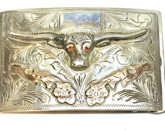 Vintage Plata De Jalisco western silver belt buckle VTG .925 STERLING SILVER Plata De Jalisco Guadalajara Mexico  main image 4
