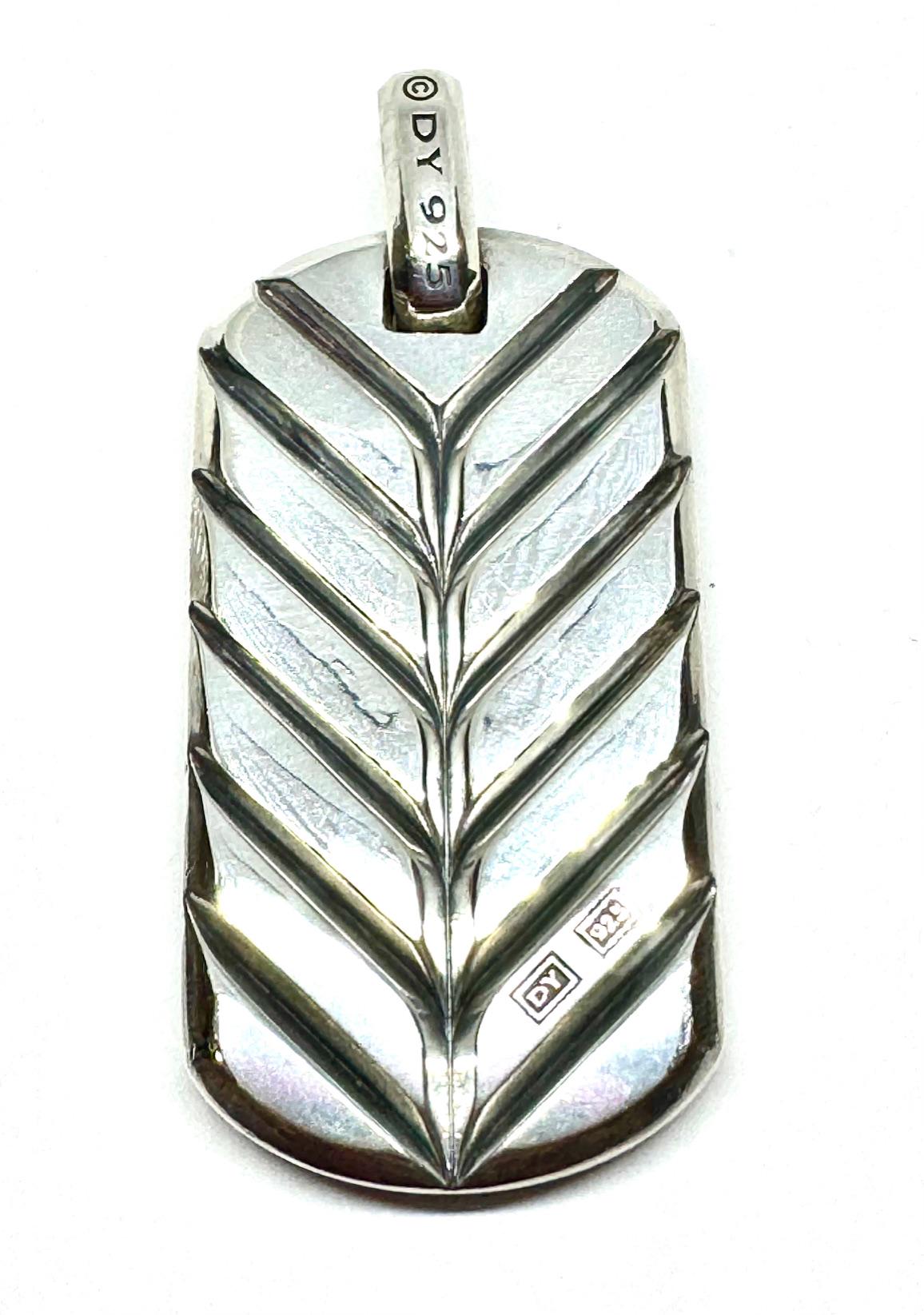 David Yurman Sterling Silver & Black Onyx Dog Tag Pendant – 42mm