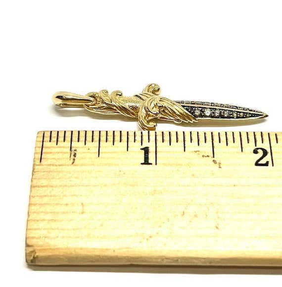David Yurman 18k Diamond Waves Dagger Amulet Pend… - image 6