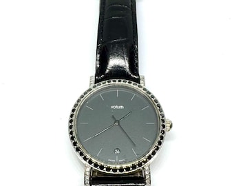 Votum Swiss Made Watch Custom Black & White Diamond Bezel 0.38 CTW Minimalist Dress Watch