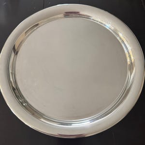 Vintage Cartier Pewter Serving Tray – Minimalist Round Modern Design, 10.75”, 678g