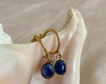 Stainless steel Gold plated earrings with Soladite gemstone
