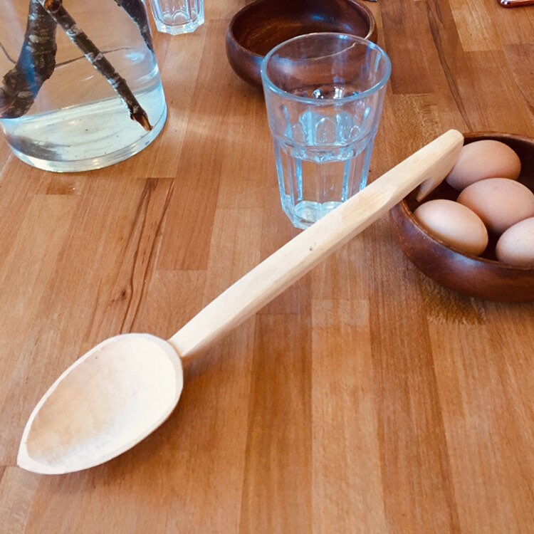 Cuillère de Cuisson en Bois Sculptée à La Main Exceptionnelle