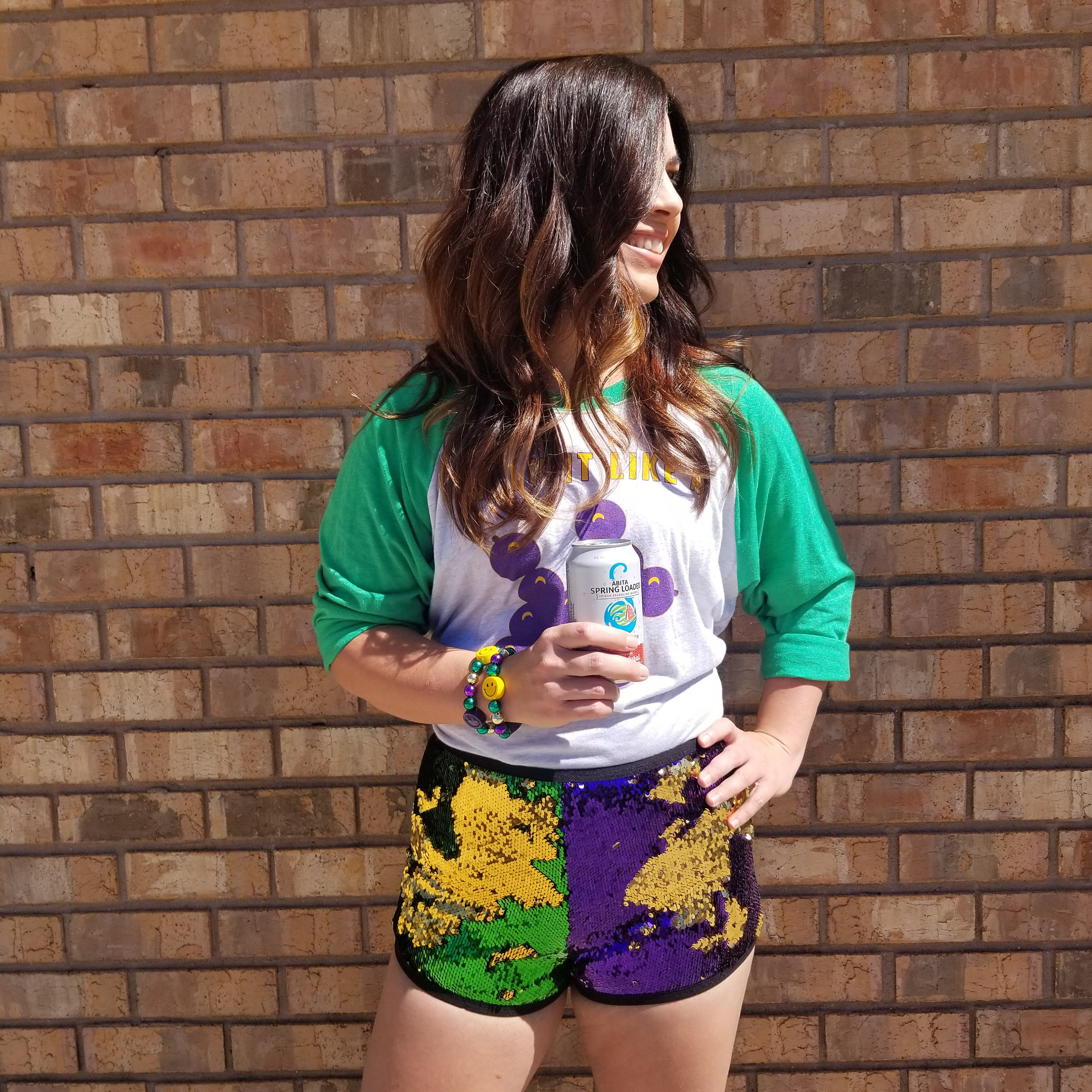 Booty Shorts - Mermaid sequins flip Low, Mid, High Rise waist reversible purple/gold/green harlequin. Men, Women, Unisex,Mardi Gras, Dancers