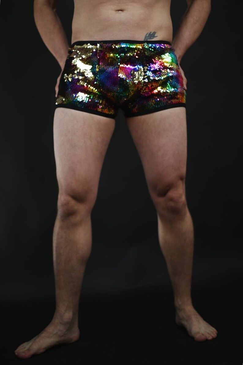 Mermaid Flip Sequin Men's Booty Short With Pouch Many Etsy