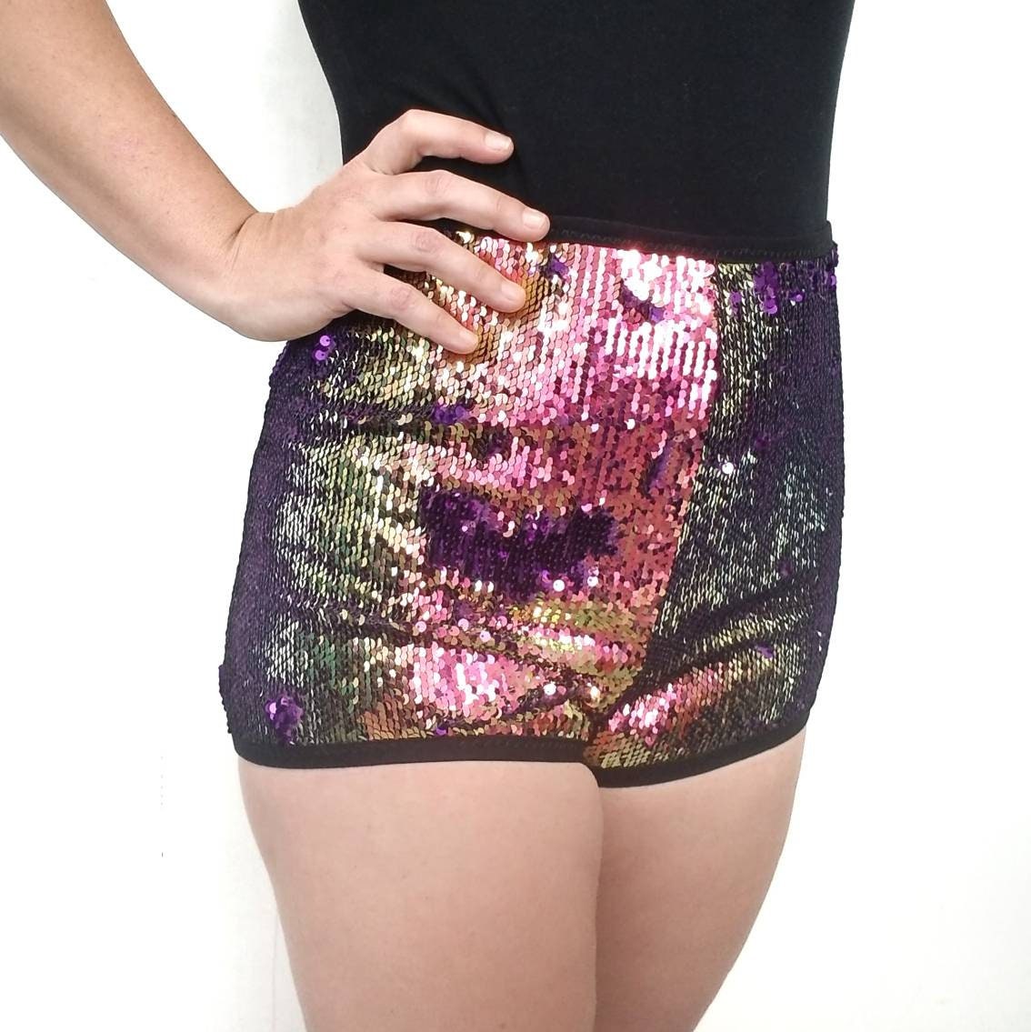 Booty Shorts-mermaid Sequin Flip Low Mid & High Rise Waist - Etsy