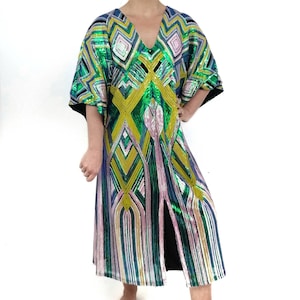 Kaftan Geometric Sequin . Halloween,Festivals, Mardi Gras, Dancer, Raves, Art Deco