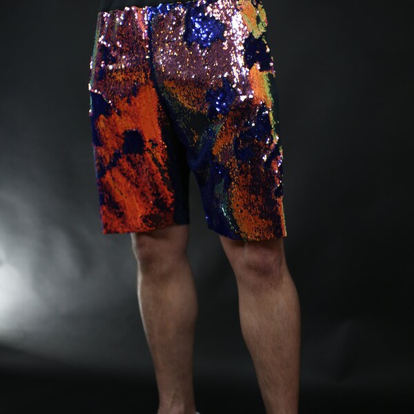 Short à paillettes sirène pour hommes, coupe slim, de nombreuses couleurs. Hommes, Femmes, Unisexe, Réversible, Mardi Gras, Halloween, Raves, Festivals, Danseurs