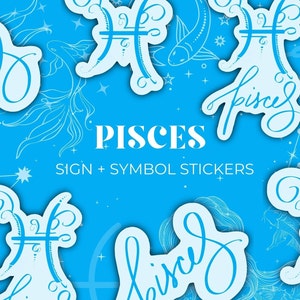 Vissen teken + symbool kalligrafie Kiss-Cut stickers