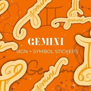 Stickers calligraphie signe + symbole des Gémeaux