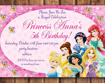 disney princess invitation etsy disney princess party invitation