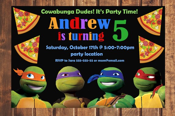 Sale Tmnt Birthday Invitation Tmnt Invitation Ninja Turtles Etsy