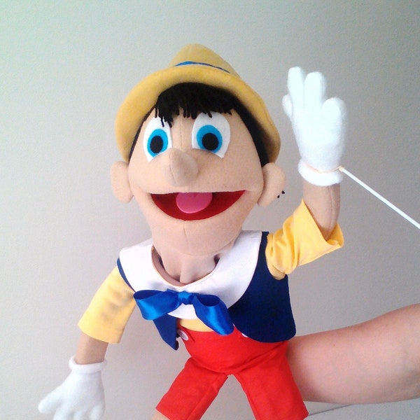 Pinocchio Cartoon Ventriloquist Puppet, Funny Puppet, Professional Style Hand Rod Puppet