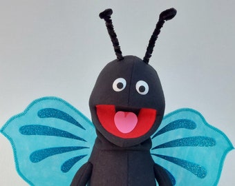 Handmade Butterfly Ventriloquist Puppet, Moving Mouth Puppet