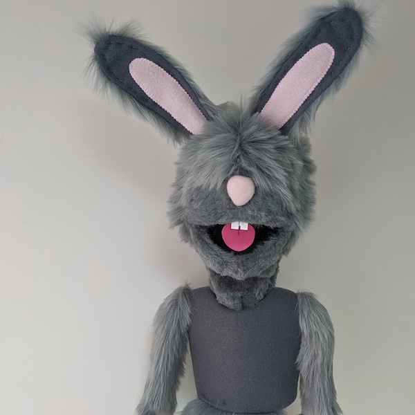 Bunny Rabbit Full Body Puppet You Add Features To, Professional Style Hand Rod BLANK Puppet, Ventriloquist Puppet
