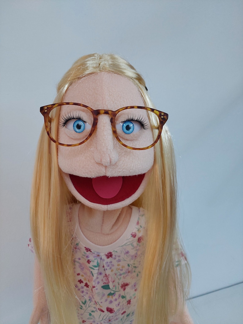 Spectacles Puppet Custom Handmade Girl Puppet by Your Design or Photo, Professional ...