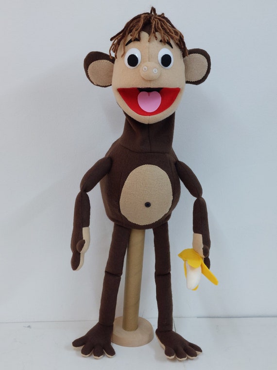 Marionnette ventriloque singe, marionnette drôle à corps entier