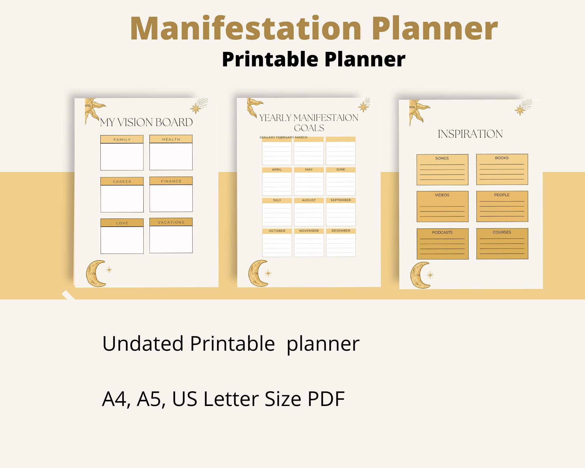 Manifestation Planner Printable | Dream Journal Digital | Mental Health ...