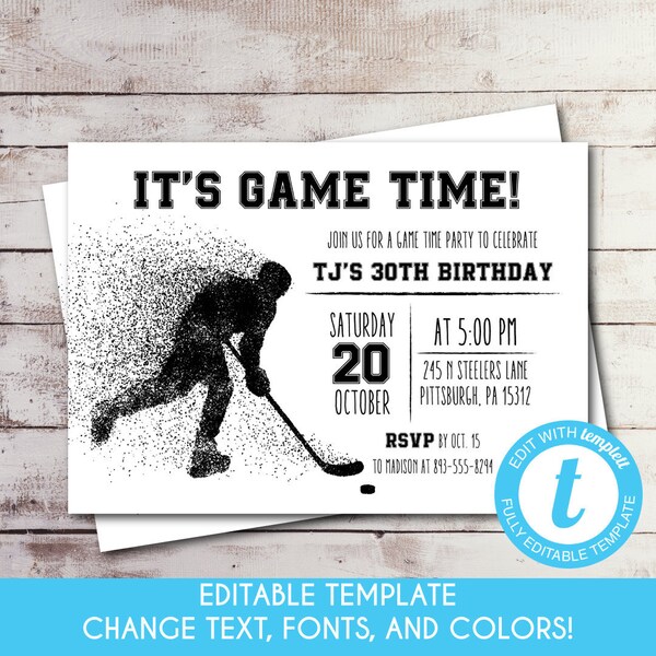 EDITABLE Hockey Invitation Hockey Birthday Invitation Sports Party Invite Game Day Tailgate Invitation Boy Birthday Invite Template