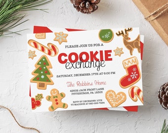 EDITABLE Christmas Cookie Exchange Invitation Holiday Cookie Exchange Party Invite Cookie swap Kids Christmas Party Invitation Template