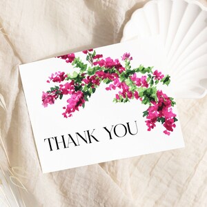 Bearbeitbare Moderne Rosa Dankeskarte Bougainvillea Hochzeit Dankeskarte Moderne Minimale Blumen Rosa Tropische Hochzeit Grußkarte Vorlage
