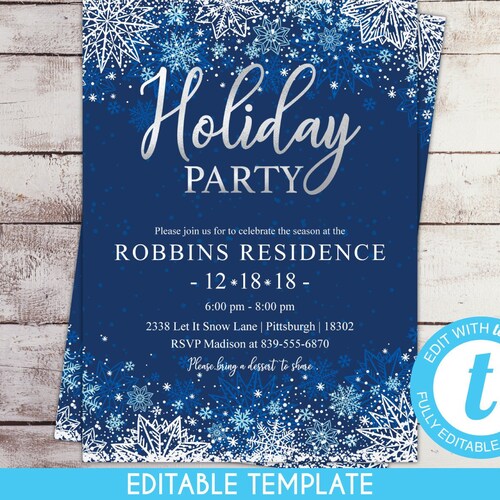 Modern Christmas Invitation Template Printable Holiday Party - Etsy