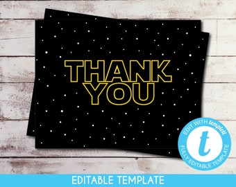 Tarjeta de agradecimiento de Star Wars (plantilla editable)