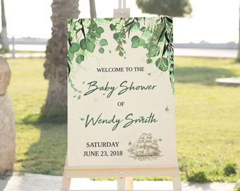 EDITABLE Peter Pan Baby Shower Welcome Sign 24x36 Vintage Peter Pan Shower Neverland Baby Shower Welcome Sign Baby Welcome Poster Template
