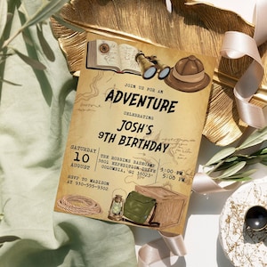 Editable Explorer Adventure Birthday Invitation Nature Park Outdoor Treasure Hunt Birthday Safari Jungle Birthday Party Invite Template