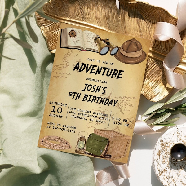 EDITABLE Explorer Adventure Birthday Invitation Nature Park Outdoor Treasure Hunt Birthday Safari Jungle Birthday Party Invite Template